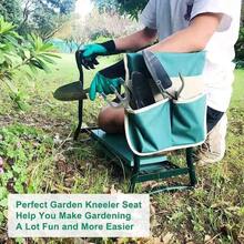 Garden Kneeler And Seat - Heavy Duty Folding Stool With Thick Pad Tool Pouch 330 Lbs Capacity - Knee And Back Support Perfect For Seniors Women Men - 綠色 - 查看 8