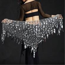 1件装女士肚皮舞服装，性感闪亮亮片肚皮舞围巾，女士舞蹈配饰，肚皮舞臀巾 - 彩色 - 查看 2