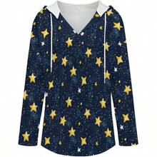 - Sudaderas largas con capucha para mujer a, diseo de estrellas en la noche, diseo de cielo acogedor, ajuste holgado, para mujer - CH - Ver 4