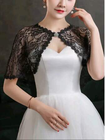 1pc Floral Pattern Cropace Weddina Jacket Carnival HaloweenValentine's Day,Cardigan ForWedding Dress Women