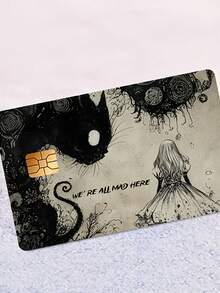Mysterious Black Cat & Girl Design Debit/Credit Card, Key Card, Skin Sticker, Card Holder, EBT Card Skin, Debit Card Protector, Card Accessories, Girl Illustration, Mystical Artwork, Smooth Application, Sticker, EBT Card Users, Public Transportation Commuters - Multicolor - View 7