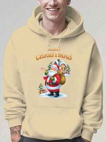Sudadera con capucha con cordón y estampado de letras para hombre, para otoño - Albaricoque - Ver 6