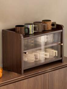 1个亚克力收纳柜 - 桌面杯架，桌面整理架，适用于家庭、厨房、卧室、客厅，桌面收纳架，咖啡杯和茶具收纳柜，收纳整理架，防尘杯架，家居收纳，现代设计，简约收纳盒，厨房必备，家居收纳配件 - 彩色 - 查看 2