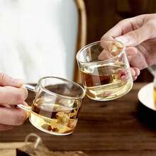 2/4/6pcs Glass Espresso Cups With Handles, Suitable For Hot Or Iced Latte, Tea, Espresso Lovers, Microwave - White - View 12