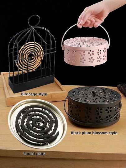 1pc Hanging Mosquito Coil Holder, Vintage Gold Bird Cage Incense Burner, Suitable For Outdoor Camping Yard, Rust-Resistant Metal Decor, Home Garden Gift (Multiple Styles Available)