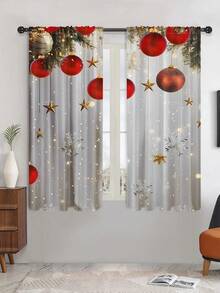 2pcs Tree Sheer Window Curtains, Home Living Room Decor Curtains, Translucent Bedroom Curtains For Privacy Christmas  Christmas Decor  Christmas Decorations Christmas Decoration Home Decor - Champagne - View 11