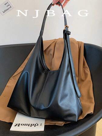 Bolso de hombro plegable de gran capacidad, vintage y de un solo color, ligero para estudiantes, compras y caminatas al aire libre