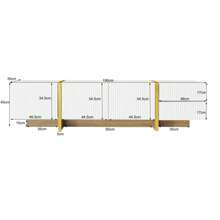 TV Unit 190 Cm, 3 Doors, 2 Drawers, White With Gold Veins And Wood - Gold + White - View 10