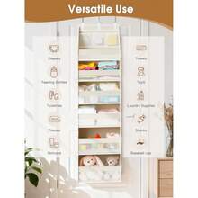 Giá treo đồ 6 tầng chịu lực cao với 13 ngăn lưới, sức chứa 55 lbs, thích hợp cho phòng trẻ em, phòng tắm, phòng ngủ và ký túc xá, màu be. - Màu be - Xem 9