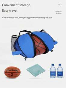 1个7/6/5号篮球/足球包，圆形单肩背包，两侧网袋可存放水瓶/雨伞，男女通用运动斜挎包，情侣休闲背包，便携式篮球/足球收纳包，适用于7/6/5号球 - 彩色 - 查看 11