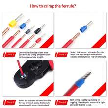 Bộ dụng cụ bấm cos cuộn 1800/800/450/200 cái - bao gồm kìm bấm tự điều chỉnh 4/6A chính xác và 200-1800 đầu cos ống cách điện VE. Lý tưởng để nối dây và bấm cos trong cải tạo nhà cửa, công việc công nghiệp, dự án DIY và sửa chữa ô tô. Phụ kiện cấp độ chuyên nghiệp đảm bảo kết nối an toàn và đáng tin cậy. Món quà hoàn hảo cho những quý ông chăm chỉ! - Nhiều màu - Xem 5