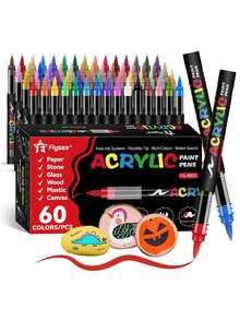 12/24/36/48/60/72/120/168 Colors Kids Acrylic Markers, Marker Pens Coloring Set,Quick Drying, Fade Resistant,Perfect For Painting, Illustrations, Handcrafted Art,School Back-To-School Season For Coloring Books And Other DIY Projects,Suitable For Paper, Fabric, Wood, Rocks, Plastic, Glass, Ceramics, Pumpkins, Metal,Etc., Acrylic Paint Marker Pens For Students And Adults, Easter,Thanksgiving, Halloween, Christmas Gifts - Multicolor - View 4