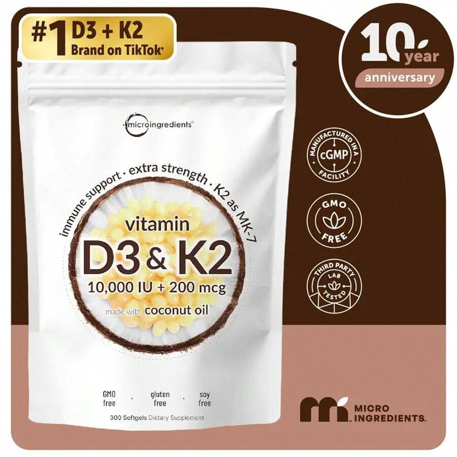 Vitamin D3 K2 Supplement Softgels - 1 gói (120 viên) - Xem 1