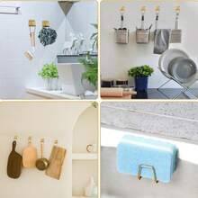 2 Sets Gold Adhesive Sponge Holder, Stainless Steel Dish Sponge Drainer Rack, Kitchen Accessories - Gold - View 8