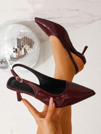 1 Pair Girl's Modern Fashion High Heel Shoes, Made Of Patent PU Material, 7cm Heel Height, Suitable For Parties, Banquets And Dancing