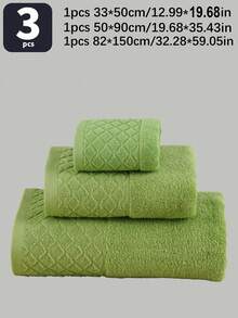 QIBHI Conjunto de 3 toalhas de algodão felpudo 100% de cor sólida, macias e absorventes, ideais para banheiro, hotel, academia, viagens, salão de beleza, esportes, atividades ao ar livre, praia, escola, volta às aulas, acessórios de viagem e itens essenciais para o lar. - Verde - Ver 3