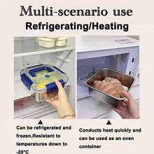 2 PCS Extra-Large Stainless Steel Food Storage Containers With Blue Lids - Deep Design, Airtight Seal, Perfect For Refrigerator Organization, Meal Prep, Lunch Boxes & Kitchen Pantry - 銀色 - 查看 11