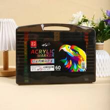 12/24/36/48/60 Colors Acrylic Marker Pen Set, High Coverage Waterproof Quick-Drying, Hand Painting Graffiti Art Supplies, DIY Creation Drawing Pens Gift Box For Art Students