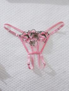 Fashionable New Lingerie Set, Valentine's Day, Embroidery, Mesh, Sexy Open Crotch Panties, Extremely Seductive, Women's Sleepwear Set, Sexy Women's Lingerie, Women's Panties, Sexy Women's Sleepwear Set, Sexy Women's Apparel, Sexy Lingerie Set, Women's Lingerie Set, Women's Set - Pink - View 4