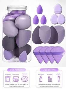 14pcs Makeup Sponge Set With Storage Case, Soft Makeup Sponge Suitable For Foundation, Powder, Finger Makeup Sponge 2-In-1 Dry & Wet,Giveaways,Travel,Cheap Stuff,Travel Essential - Multicolor - View 3