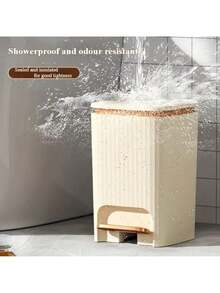 Senmeo 12L Rust-Proof Pedal Trash Can (Light Luxury), Large-Capacity For Small Spaces - Màu vàng - Xem 2