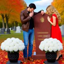 5pcs Artificial White Chrysanthemum Flowers - Lifelike Fake White Flowers - UV Resistant - For Home/Outdoor/Wedding/Apartment/Garden/Elegant Gravestone Decoration, Suitable For Funeral, Memorial, Thanksgiving, Halloween, Christmas, Autumn/Winter Decor