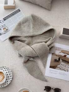 女士针织帽，带可拆卸领巾，保暖护耳，适合秋冬季户外活动、散步、滑雪、骑行、购物及日常佩戴。 - 彩色 - 查看 18