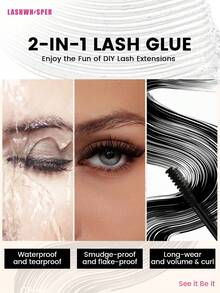 Kit 2 en 1 de pegamento y sellador de pestañas - Incluye desmaquillante, pegamento individual para pestañas, aplicador, pinzas y cepillo, para extensión de pestañas DIY - Blanco - Ver 5