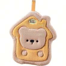 1 Piece Double-Layer Hand Towel Absorbent Quick-Dry Thickened New Children's Square Towel Coral Fleece Cartoon Cute Hand Towel - Gấu Nhỏ - Xem 3