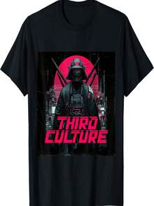 Cyberpunk Space Samurai T-Shirt - 黑色 - 查看 1