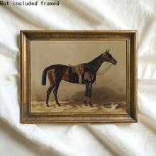 4 piezas/set de arte de pared con temática vintage de caballos, arte de pared con temática ecuestre, pintura de estilo rústico, adecuado como regalo, adecuado para decoración del hogar, decoración de habitaciones, decoración de dormitorios, decoración de salas de estar, decoración de baños, decoración de paredes, opcional con marco de arte de pared. - Marrón - Ver 4