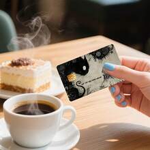 Mysterious Black Cat & Girl Design Debit/Credit Card, Key Card, Skin Sticker, Card Holder, EBT Card Skin, Debit Card Protector, Card Accessories, Girl Illustration, Mystical Artwork, Smooth Application, Sticker, EBT Card Users, Public Transportation Commuters - Multicolor - View 4