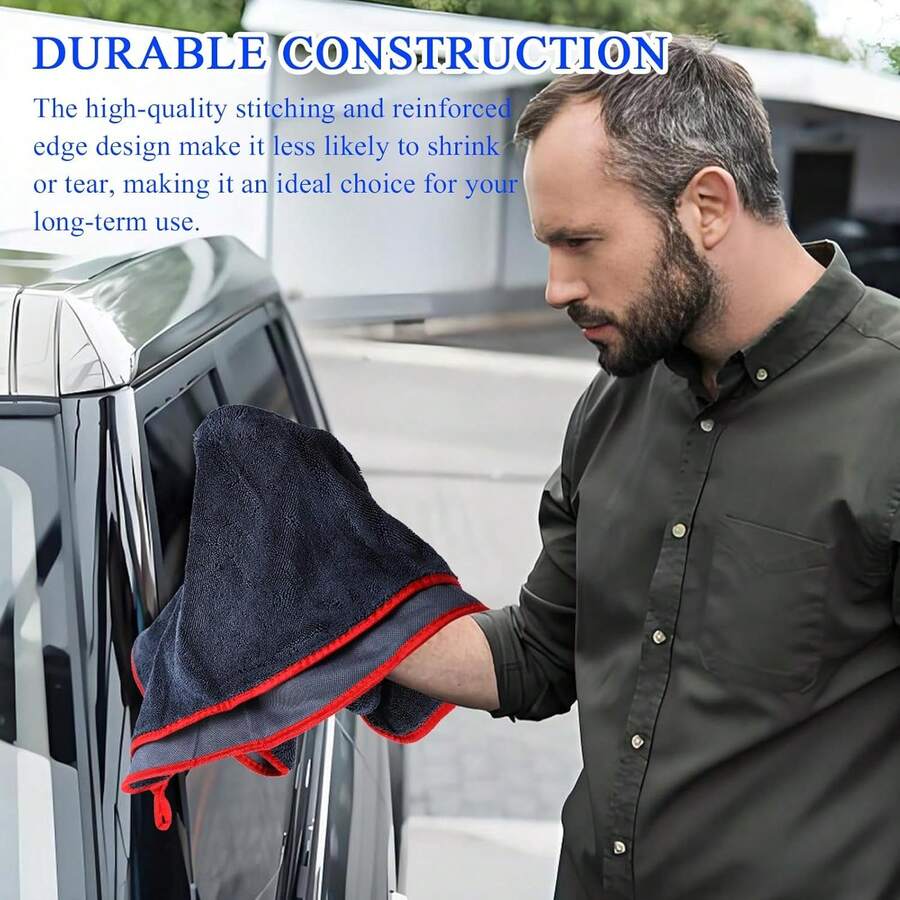 Super Absorbent Microfiber Car Drying Towel, Achieving Ultimate Car Protection, Essential For Vehicle Hygiene, Compact Design, High Water Absorption, Fast Drying Without Marks, Suitable For Cars, Trucks . - Red and Black - View 1