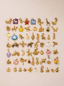 1pcINS Fashion Animal Series Butterfly Tiger Squirrel Flying Pig Eagle Snake Zebra Elephant Swan Bear Dinosaur DIY Pendant, Stainless Steel Pendant, 18K Gold Plated, DIY Jewelry Accessories, Necklace Accessories, Bracelet Accessories, Earring Accessories, Keychain Accessories, Bag Accessories, Women's Jewelry Accessories, Wallet Accessories, Bracelet Pendant, Stainless Steel Small Pendant, Gifts. - Multicolor - View 1