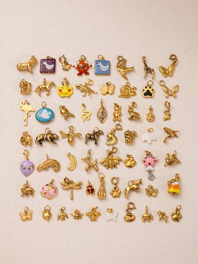 1pcINS 时尚动物系列蝴蝶老虎松鼠飞猪老鹰蛇斑马大象天鹅熊恐龙 DIY 吊坠，不锈钢吊坠，18K 镀金，DIY 首饰配件，项链配件，手链配件，耳环配件，钥匙扣配件，包包配件，女士首饰配件，钱包配件，手链吊坠，不锈钢小吊坠，礼品。