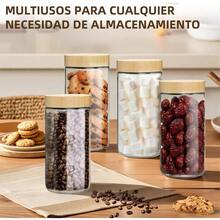 Frascos de Vidrio Herméticos 6 pcs con Tapa 10 16 24 oz 300 480 720 ml para Alimentos - Incluye Etiquetas - Ideal para Café Especias Azúcar Avena Té Yogur Granos (6 pcs-720ml) - 6 piezas 720 ml - Ver 7