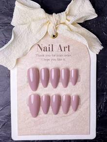 10片手工制作的按压式美甲贴片，短款，假指甲，法式美甲，杏仁形，可爱设计，Y2K风格，粉色，裸色，柔和美感，适合女性和女孩，附赠美甲工具和用品。 - 粉色 - 查看 4