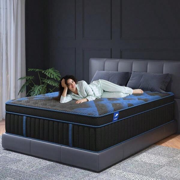 Queen Hybrid Mattress 34CM Medium Firm With Gel Memory Foam And Pocketed Coils Motion Isolation CertiPUR-US Certified Pressure Relief For Silent Sleep