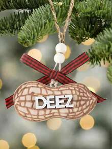 1pc 2D Flat Printed Wooden Decor, Funny Nut & Peanut Creative Hanging Decor, Adult Humorous Decor, Hanging Decor For Home, Comes With Bow Tie Hanging Rope, Winter Holiday Theme Party Room Decoration, Home Decor - Multicolor - View 4