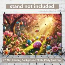 2D Flat Background Cloth, 1 Pc, Spring Blooming Flowers And Colorful Egg Scene Polyester Background Cloth - Durable And Washable Wall Banner, Room Photography Background, Photo Backdrop, Celebration Decoration, No Power Required - 1PCS - View 6