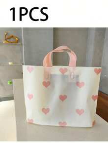 100/50/20/10个心形图案厚塑料礼品袋，可重复使用，大号购物手提袋，生日惊喜礼品包装。心形磨砂手提袋，精致的磨砂工艺，优雅的便携式手持设计，轻松营造生日、返校派对、婚礼、新娘送礼会、迎婴派对、万圣节、圣诞节礼物、感恩节礼物包装的礼仪送礼氛围 - 彩色 - 查看 16