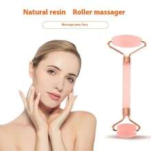 2pcs/Set Facial Beauty Gua Sha Massage Tools Set, Non-Crystal ABS Resin Material Pink Roller Massager & Scraping Board, Body Meridian Massage & Facial Beauty Tools, Suitable For Women, Students, Mothers, Sisters, Holiday Gifts - Pink - View 2