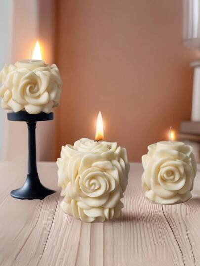 1pc Rose Pillar Candles Valentine's Day Style Candles Wedding Decoration Romantic Atmosphere Home Decoration