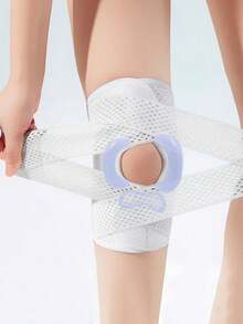 1 miếng đệm đầu gối hình lưỡi liềm màu đen trắng unisex, đai hỗ trợ ổn định, bảo vệ khớp xương bánh chè chống trượt, thoáng khí, thích hợp cho chạy bộ. - Đen và trắng - Xem 11