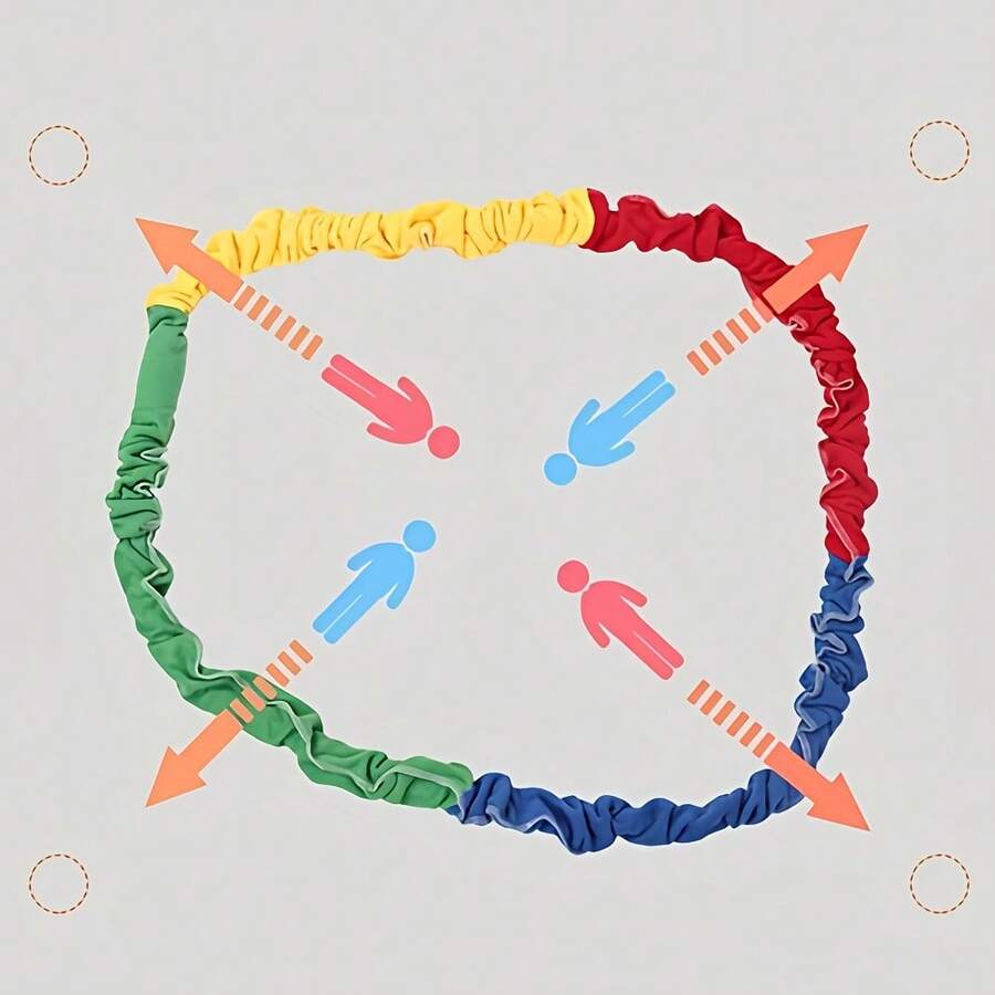 A Colorful Latex Combat Rope, A Dual-Core Adjustable Multi-Directional Resistance Rope, With Two Built-In Belts, Providing Greater Elasticity And Being Less Prone To Breakage. Different Sizes Are Suitable For Different Numbers Of Users. - 303cm/119.29in - View 1