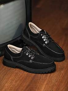 Autumn/Winter Fashion Classic Casual Leather Shoes, Retro British Style Elevated Work Boots, Men's Niche Minimalist Thick Sole Comfortable Business Commute Outdoor Sports Versatile Lifestyle Casual Shoes, Youth Maillard High-End Boots