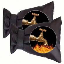 Cubierta para grifo exterior, manga aislante contra heladas, prevención de congelación para tuberías de agua exteriores - Negro - Ver 6