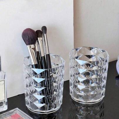 1pc Transparent Acrylic Desktop Storage Box, Pen Holder And Organizer, Ideal For Storing School Supplies, Office, Dorm, Cosmetics, Skincare And Office Essentials, Must-Have For Back To School,Room Decor