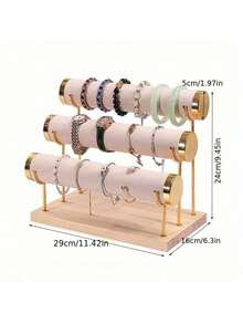 高端精致木质天鹅绒手镯展示架，用于在家中展示手镯、脚链和珠宝首饰 - 彩色 - 查看 10