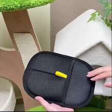 4件套宠物毛发清洁器，快速清洁猫狗毛发，二合一宠物毛发清洁工具和粘毛刷，双面无线猫狗去毛梳理刷手套 - 黑色 - 查看 9